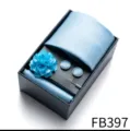 Men's light blue tie pocket square cufflinks lapel flower gift box variant style - Light Blue