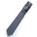 Set cravatta uomo grigio unito con fazzoletto e fiore per affari matrimonio festa - Grigio