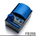 Men's blue tie gift set including necktie cufflinks pocket square lapel flower box. - Blue