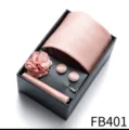Men's pink tie set gift box including necktie pocket square cufflinks lapel flower tie clip - Pink