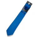 Set cravatta jacquard blu uomo con fazzoletto da taschino e spilla per matrimonio affari - Blu