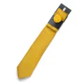 Set cravatta gialla uomo con fazzoletto e fiore per matrimonio e festa di lavoro. - Giallo
