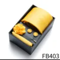 Men's yellow tie pocket square cufflinks lapel pin gift box set for business wedding. - Yellow