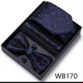 Coffret cadeau cravate et nœud papillon boutons de manchette pochette jacquard pour homme - WB170