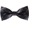Classic men's black plaid bow tie, elegant polyester fabric for business wedding party. - Black