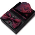 Luxe rode paisley stropdas en vlinderdas manchetknopen pochet geschenkset - WB245