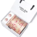 Heren zijde das pochet manchetknopen set roze bloemen jacquard zakelijke trouwdoos - SB298