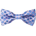 Men's blue geometric jacquard bow tie, stylish polyester silk neckwear for parties and weddings. - Blue