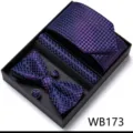 Coffret Cadeau Homme Cravate Nœud Papillon Pochette Boutons de Manchette Violet Carré - WB173