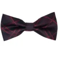 Men's jacquard bow tie, stylish red and dark plaid pattern, perfect for business and weddings. - Dark Color
