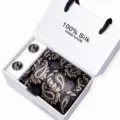 Zwarte Zijde Paisley Das en Manchetknopen Set Elegante Heren Zakelijke Accessoires - SB305