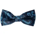 Classic navy blue paisley jacquard bow tie for men, perfect for business weddings and parties. - Dark Blue