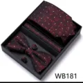 Coffret Cadeau Cravate Nœud Papillon Boutons de Manchette Homme Jacquard Rouge - Rouge Foncé