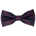 Navy blue polyester silk men bow tie with red star jacquard pattern for wedding party - Dark Blue
