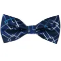 Men's navy blue geometric jacquard polyester bow tie for stylish wedding business party. - Dark Blue