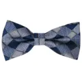 Classic blue and white checkered mens bow tie, stylish jacquard design for wedding party. - Blue