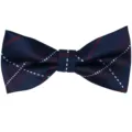 Men's navy blue plaid bow tie, elegant polyester jacquard design for business weddings. - Dark Blue