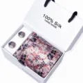 Luxe zijden stropdas en manchetknopen cadeaupakket voor heren zakelijke bruiloft. - SB315