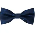 Elegant dark blue men's bow tie with subtle star jacquard pattern for formal events. - Dark Blue