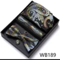 Coffret cadeau cravate nœud papillon pochette boutons de manchette paisley noir homme - Noir et Or Bleu