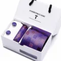 Luxury purple plaid men tie pocket square cufflinks gift box set business wedding accessories - SB30