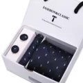 Men's blue tie pocket square cufflinks gift set for business wedding formal wear box - SB47