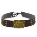 Western cowboy style brown leather hat band with vintage metal bull head buckle and studs detail - 6#