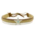 Vintage western hat band leather rope studded star turquoise decor boho hat accessories - Size 6