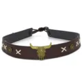 Western vintage bull skull leather hat band for cowboy jazz hats decorative strap - 8#