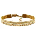 Elegant woven hat band and decorative belt with faux pearls, beads and leather ends. - Size 8