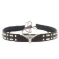 Western cow skull hat band leather cowboy hat accessory vintage style rivet belt detail - 14#