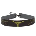 Vintage brown leather cowboy hat band with bull head metal charm and rivets decoration. - Vintage Bull Head Rivet Style (6#)