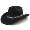 Chapeau de cowboy en daim noir style festival de musique chapeau de couple détail - Taille unique / Noir