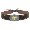 Western cowboy hat band featuring bull head metal buckle and rivets for diy hat decoration. - Bull Head Buckle Carved Rivet Style (16#)