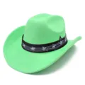 Chapeau de cowboy en daim vert avec bande de musique pour mode festival et costume. - Taille unique / Vert