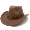 Cappello da cowboy occidentale marrone con fascia in pelle dettaglio testa di toro - Taglia unica / Kaki