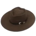 Sombrero fedora de ante marron vista detallada, sombrero de jazz elegante para hombres y mujeres - Talla única / Marrón