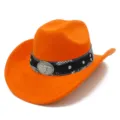 Orange Wildleder Jazzhut Detail mit Schlangenmuster Band und Metall Stierschädel Abzeichen - Einheitsgröße / Orange