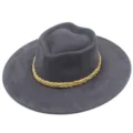 Herzförmiger Fedora Sonnenhut mit goldenem geflochtenem Band, stylischer Partyhut für Damen. - Einheitsgröße / Grau