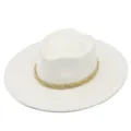 Herzförmiger Fedora Hut Detail, beiges geflochtenes Hutband, stilvoller modischer Sonnenhut. - Einheitsgröße / Weiß