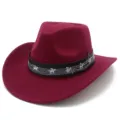 Cappello da cowboy tema musicale alla moda con tesa larga e cintura con note musicali. - Taglia unica / Borgogna