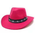 Cappello da cowboy tema musica moda unisex tesa larga bordo arrotolato per spettacolo - Taglia unica / Rosso rosa