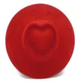Roter Filzhut mit Herz Krone und breiter Krempe elegante mode Wildleder Damenhut. - Rot