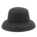 Cappello a secchiello in paglia nera, dettaglio in stile retro, protezione solare. - Taglia unica / Nero