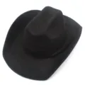 Close up of black suede western cowboy hat detail texture wide brim fashion style hat - One Size / Black