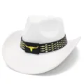 Sombrero de vaquero occidental clásico para viajes al aire libre protección solar elegante y duradero. - Talla única / Blanco