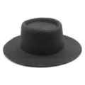 Sombrero de paja negro de copa plana para hombres mujeres ala ancha protección - Talla única / Negro