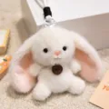 Fluffy white plush rabbit keychain cute floppy ear bunny bag pendant toy accessory decoration - Rabbit
