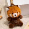 Fluffy red panda plush keychain bag charm featuring soft faux fur and cute detailed design. - 12cm Colored Rope / Raccoon