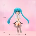 Figura de plástico de chica anime bonita en taburete para decoración de micropaisaje DIY - Niña con pelo azul
